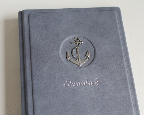Preview: Stammbuch "Anker" aus hellblauem Nappaleder, DIN A5